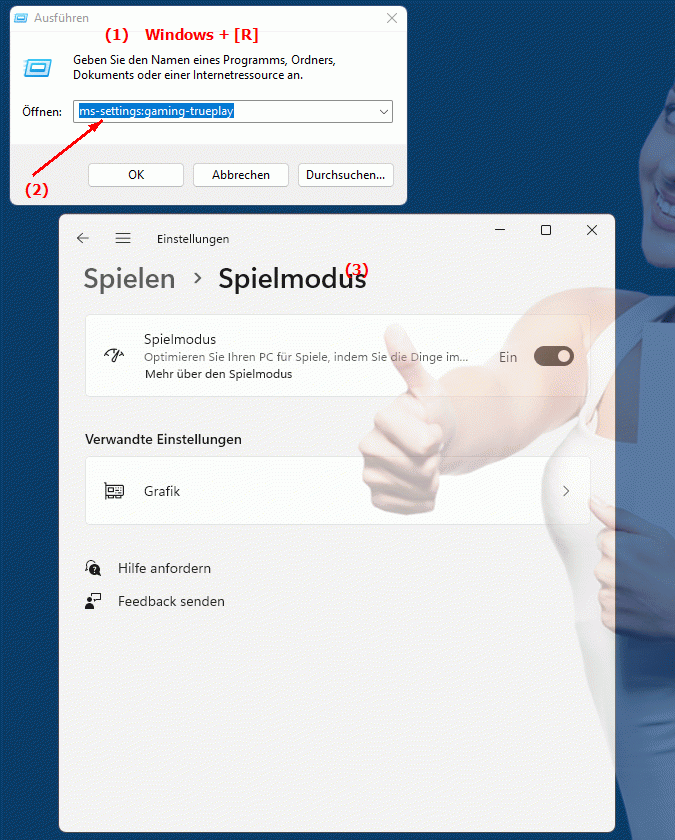 Windows Settings ms-settings:gaming-trueplay Einstellungen zur Verbesserung der Audioqualität bei Spielen
