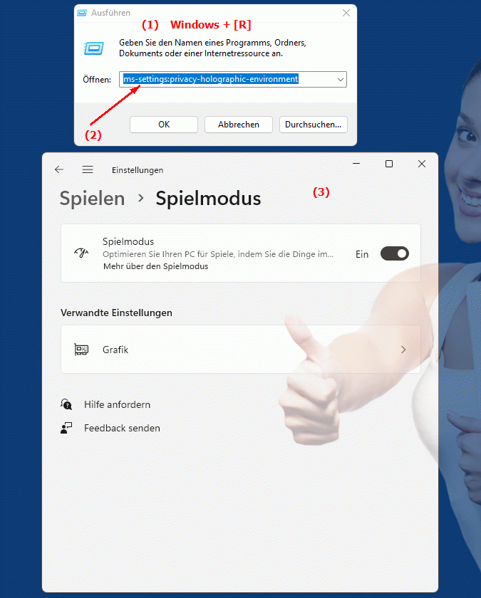 Windows Settings ms-settings:privacy-holographic-environment Einstellungen & Privatsphäre - Holografische Umgebung