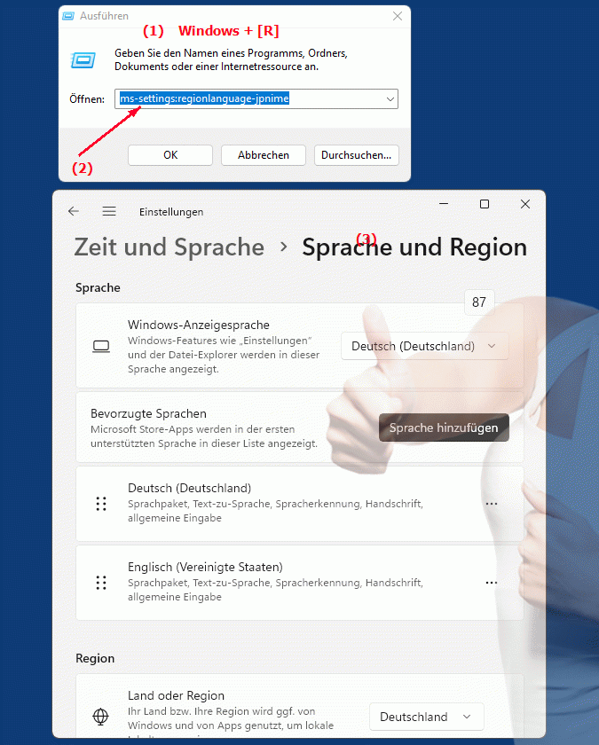Windows Settings ms-settings:regionlanguage-jpnime Regionale Einstellungen & Spracheinstellungen für Japan auf Windows