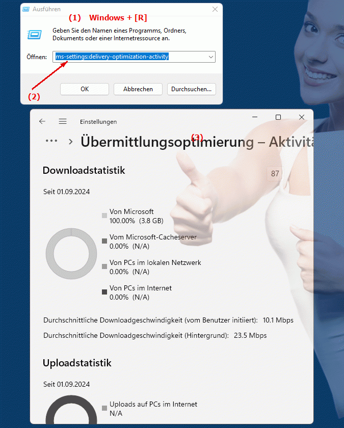 Windows Settings ms-settings:delivery-optimization-activity Einstellungen zur Aktivität der Inhaltsbereitstellung in Windows