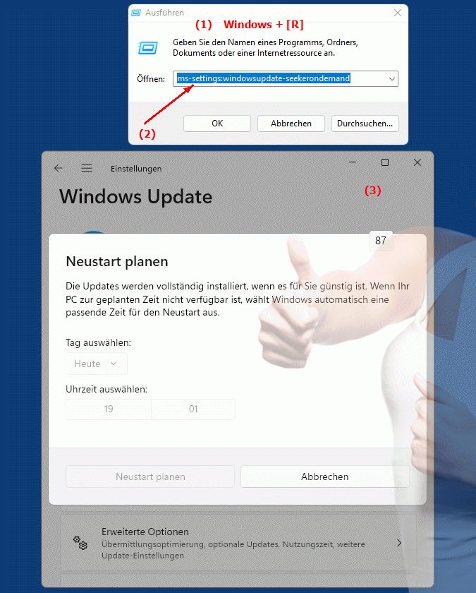 Windows Settings ms-settings:windowsupdate-seekerondemand Einstellungen für manuelle Update-Suche auf Abruf