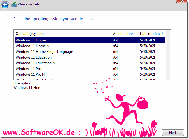 MS Windows 11 Installation Auswahl x64 OS! 