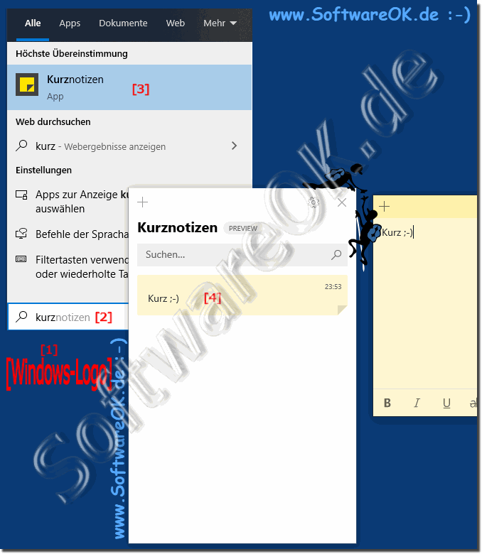 Die Kurznotizen auf Windows 10!