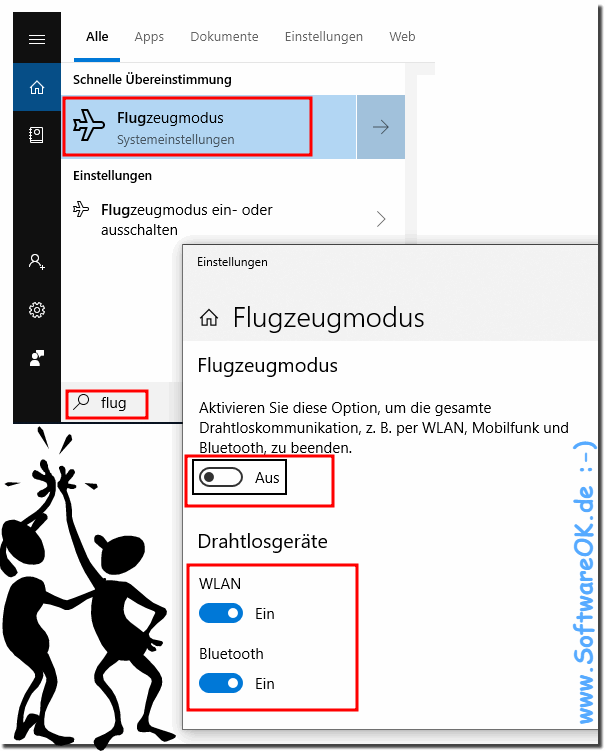 Flugmodus bei Windows 10 WLAN und Bluetooth!