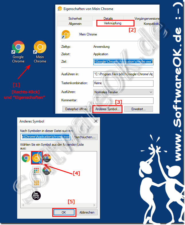 Fr Google Chrome anderes Desktop Symbol fr Verknpfung verwenden!