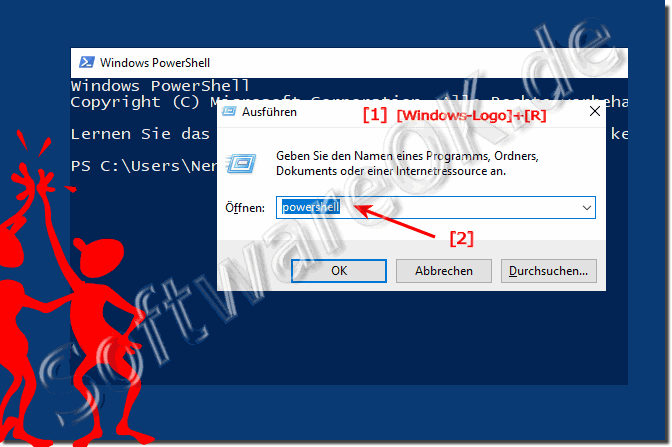 Starten von PowerShell ber das Ausfhren Dialog!