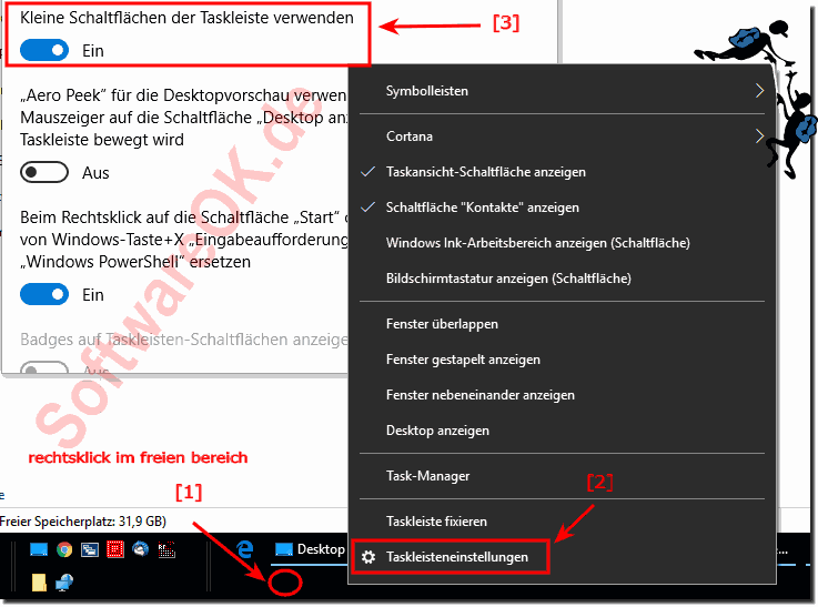 Symbol-Grsse in der Windows-10 Taskleisten ndern!