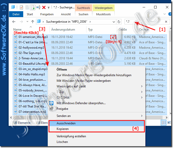 Dateien ohne Verzeichnis kopieren unter Windows 10, 8.1, ...!