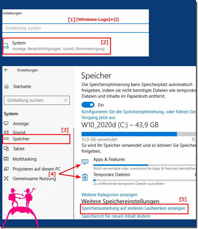 Speichernutzung bei Windows 10 und Platz freigeben!