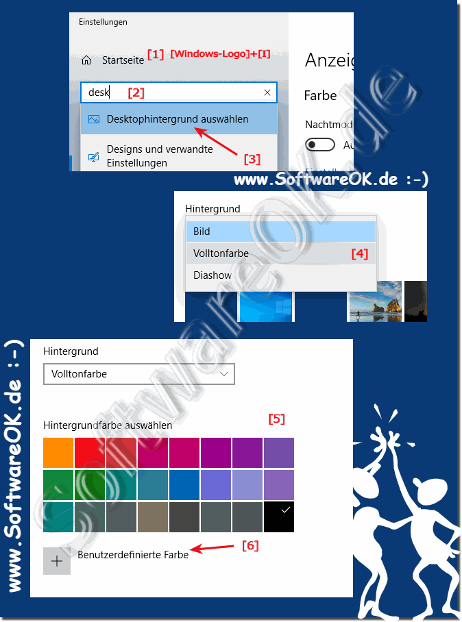 Einfarbige Desktop Hintergründe auf Windows 10!