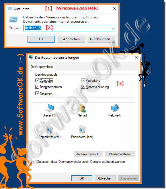 Standard-Desktop-Symbole unter Windows 10 aktivieren!