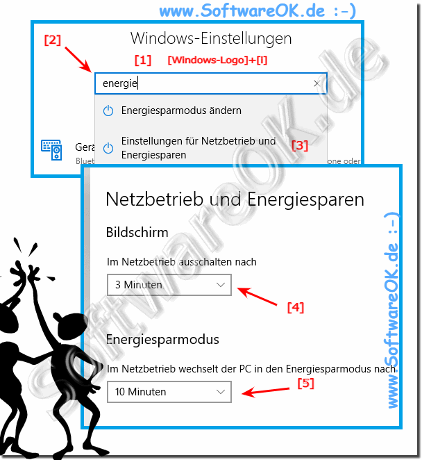 Einstellungen fr Netzbetrieb und Ruhezustand anpassen!