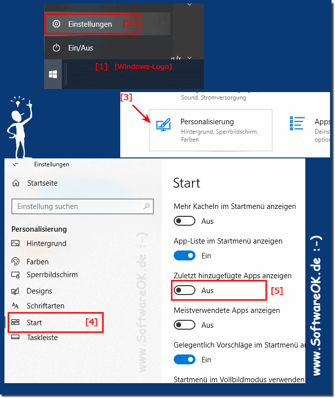 Krzlich hinzugefgte Apps im Startmen von Windows 10 deaktivieren!