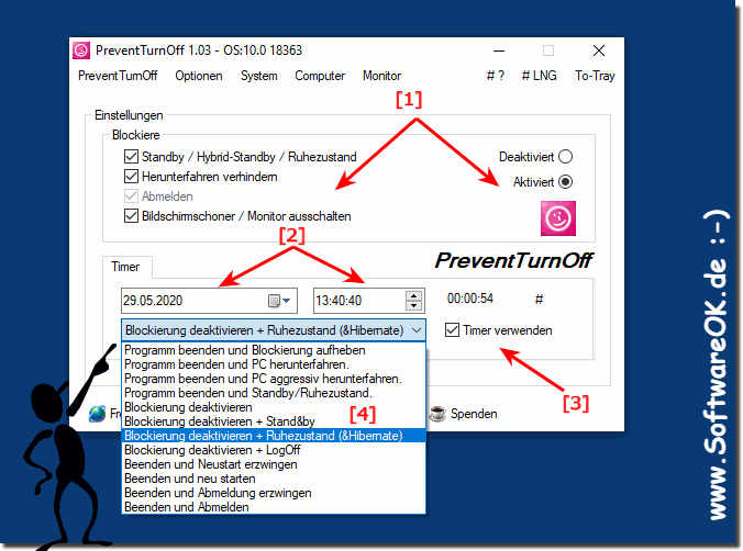 Den PC Ruhezustand Timer Verwenden auf Windows 10!