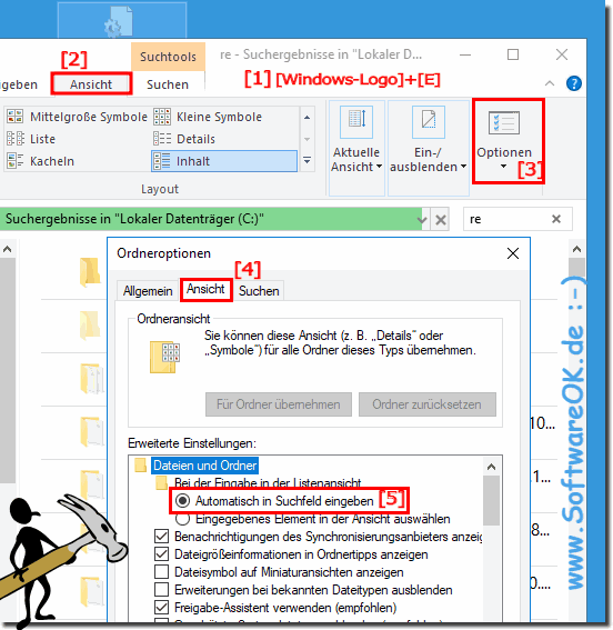 Bei Tastatureingabe automatisch im Suchfeld Eingeben!