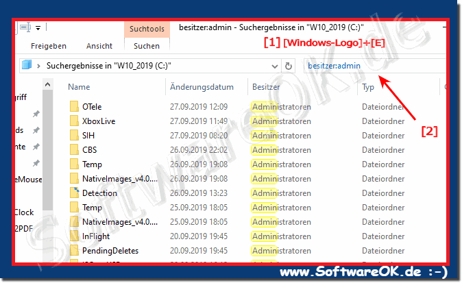 Finden der Dateien und Ordner nach Besitzer unter Windows 10, 8.1, 7!