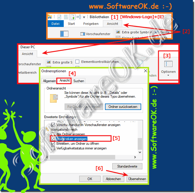 Im Datei Explorer die Bibliotheken Anzeigen anzeigen unter Windows 10!