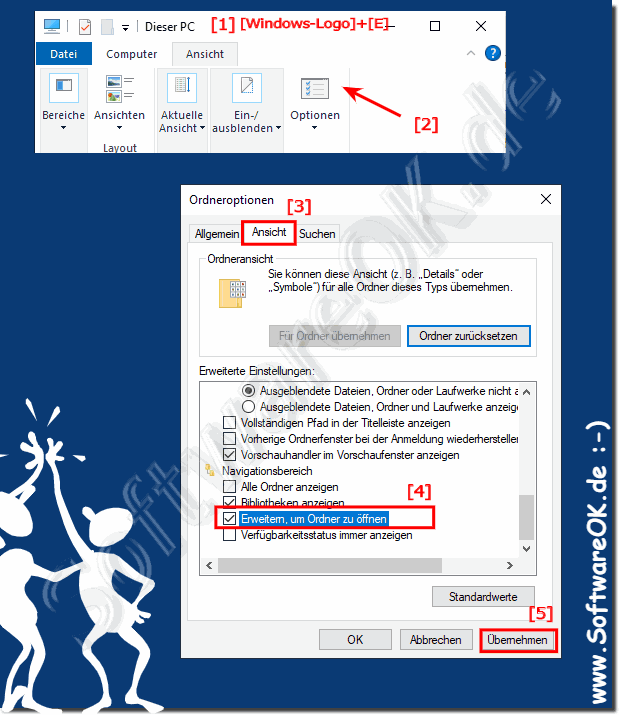 Umstellen im Windows Explorer ordner Markieren und Erweitern!