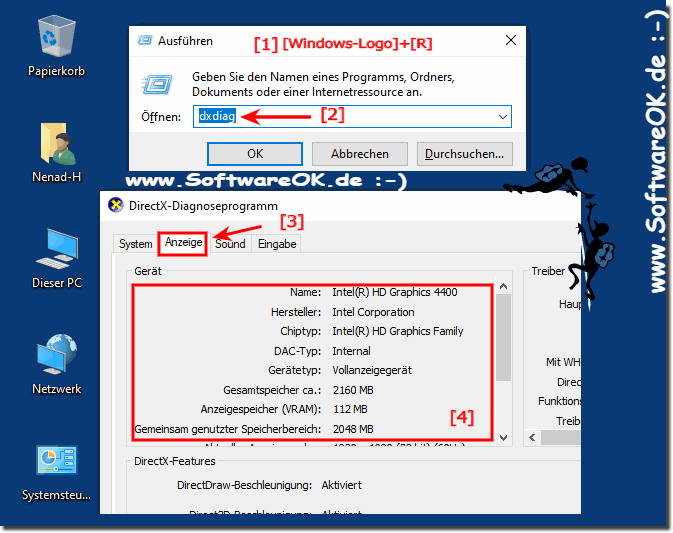 berprfen welche Grafikkarte ber das DirectX Diagnose Tool!