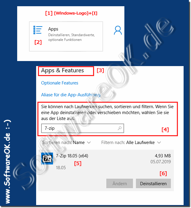 ber Einstellung Programme Deinstallieren von Windows 10!