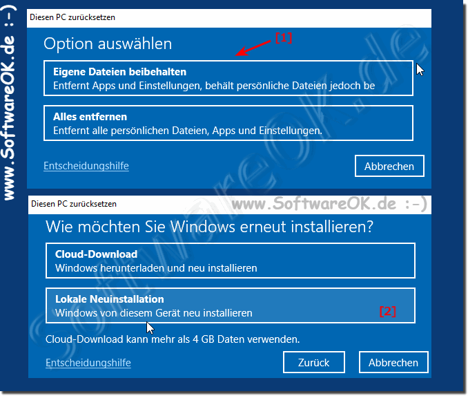 Windows 10 zurcksetzen auf Werkseinstellung Eigene Dateien Behalten!