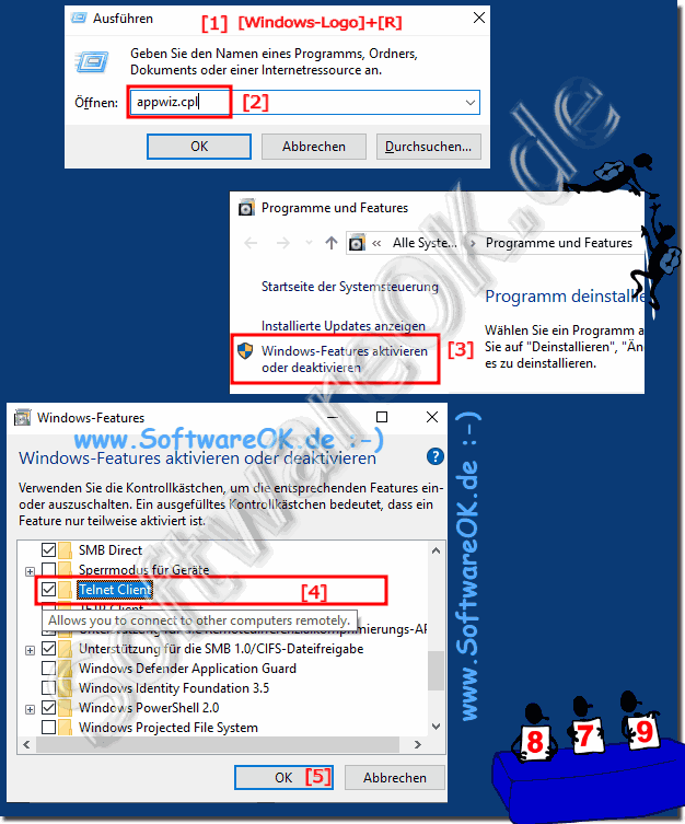 Den TELNET Clients unter Windows 10. 8.1, 7 aktivieren?