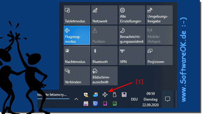 Der Flugzeugmodus in der Windows Taskleiste!