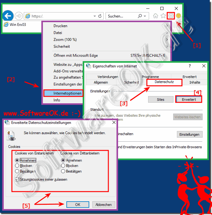 Internet Explorer und Cookies Einstellungen anpassen!