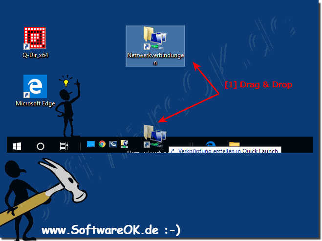 Netzwerk Adapter in der Schnellstart Leiste der Windows Taskleiste!