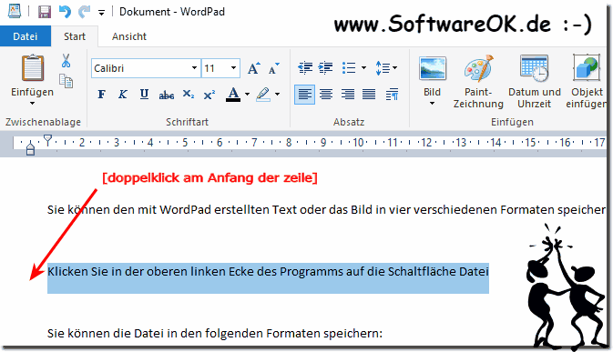 Auswhlen nur einer Zeile im Word-Dokument!