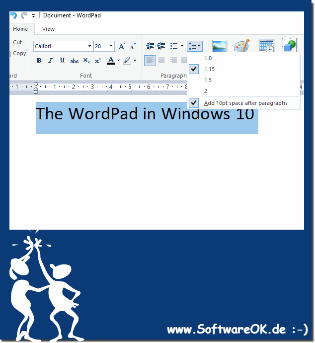 Der Zeilenabstands in WordPad!