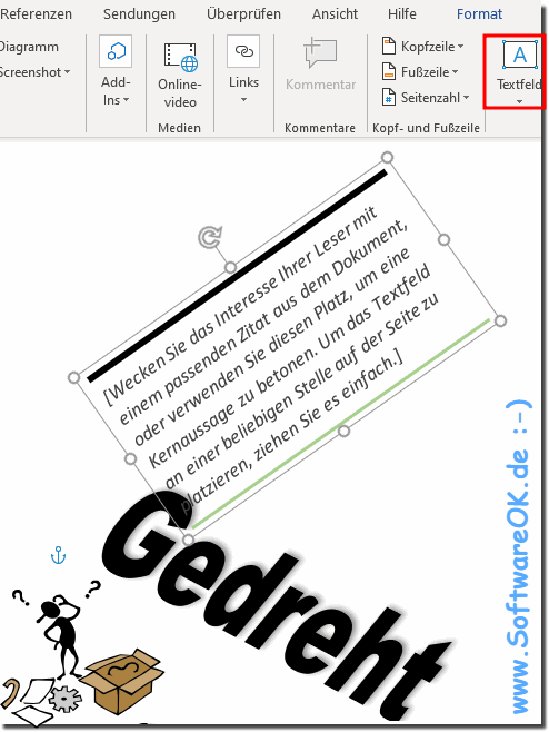 Der diagonalen Text in MS-Word!