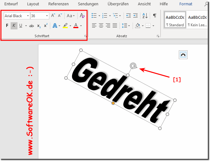 Diagonalen Text in Word!