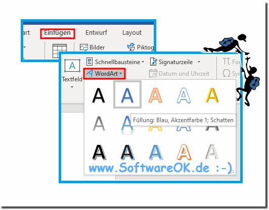 Einen diagonalen Text in MS-Word!