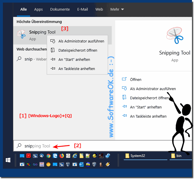 Snipping Tool unter Windows 10 starten!