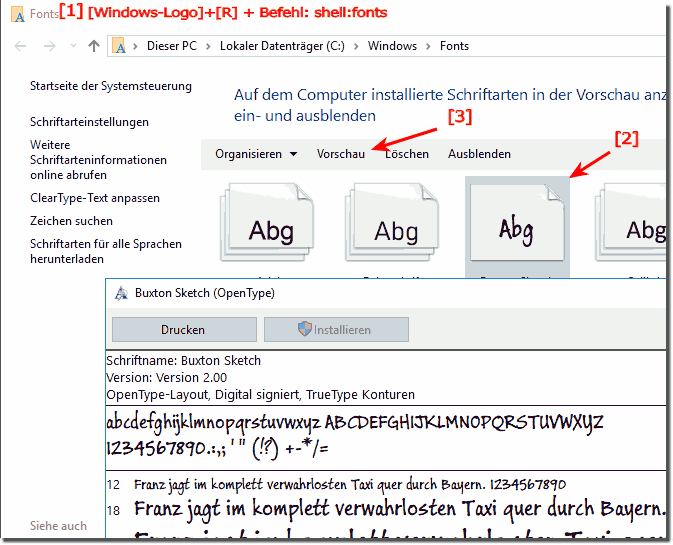 Installierte Fonts Vorschau!