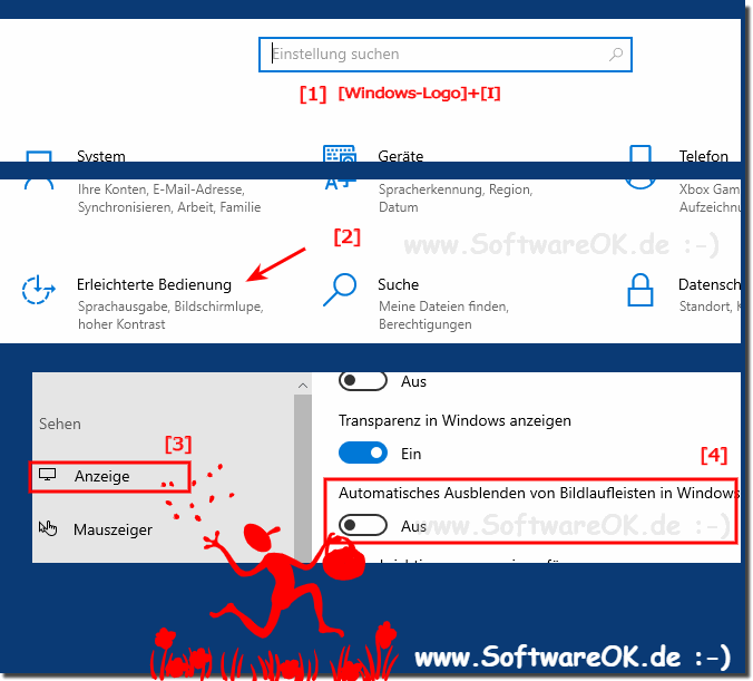 Deaktivieren Sie dnne Scrollleisten unter Windows 10!