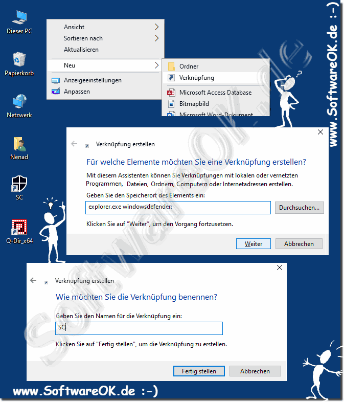 Eine Desktop Verknüpfung für das Windows 10 Sicherheitscenter!