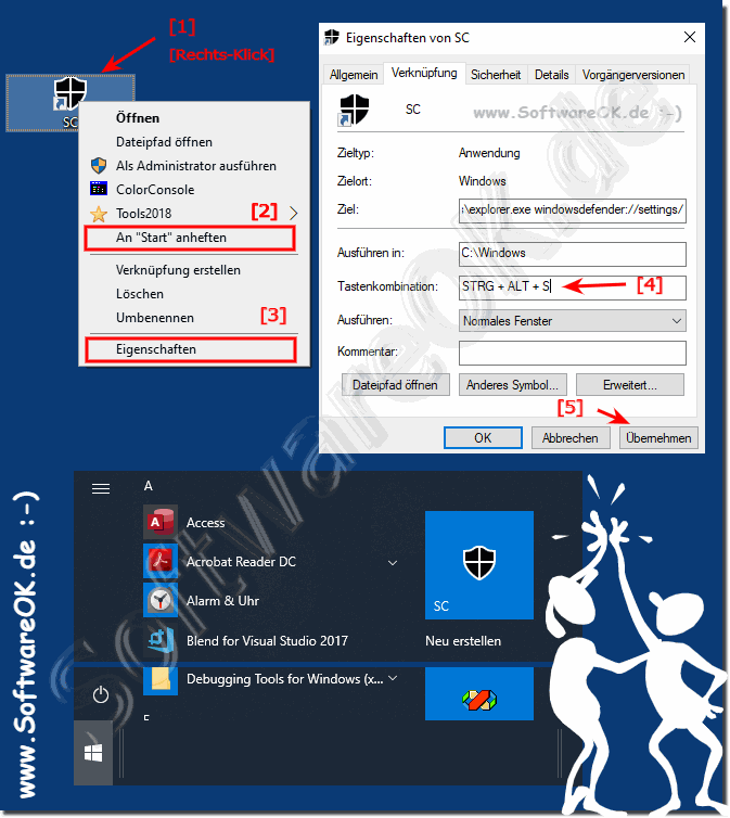 Eine Sicherheitscenter im Start-Menu und Tastatur-Krzel!