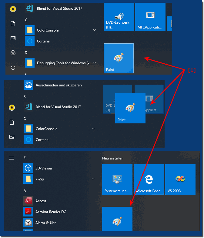 MS Paint ber Start Menu Kachel verschieben!