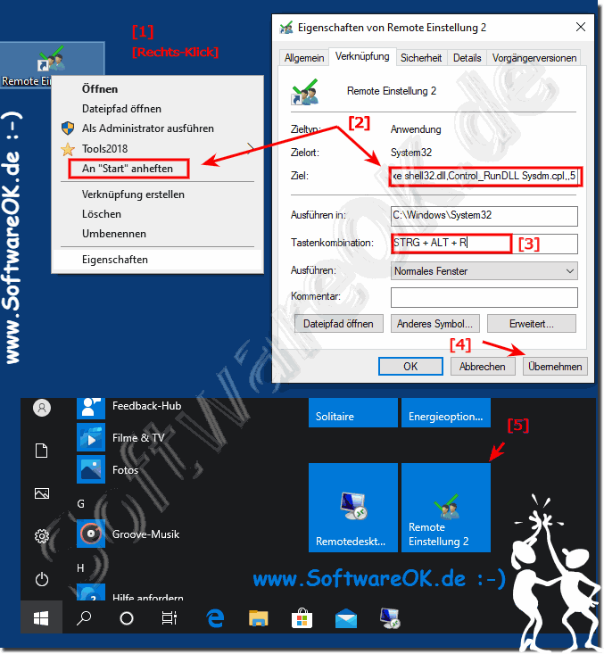 Remote Einstellungen Tastatur-Krzel und Start-Menu-Kachel!