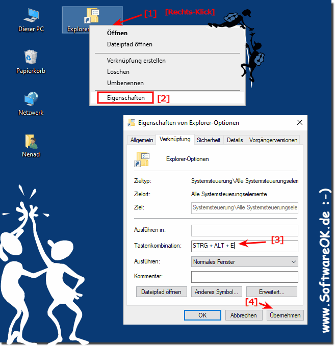 Tastenkürzel Windows Explorer Optionen für das Schneller Öffnen!