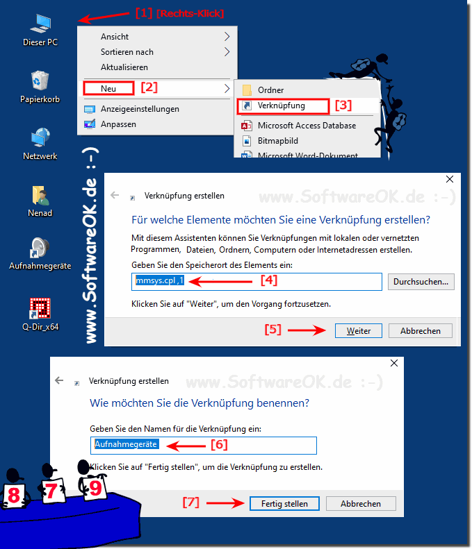 Aufnahmegerte Linie-In ber Desktop Verknpfung direkt ffnen!