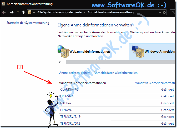 Die Anmeldeinformationsverwaltung Windows Anmeldeinformationen!