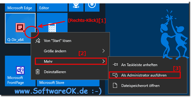 Über Windows 10 Start als Admin ausführen!