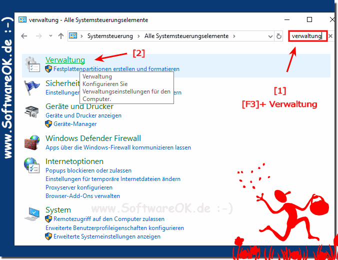 Windows 10 Zubehör Verwaltung finden und starten!