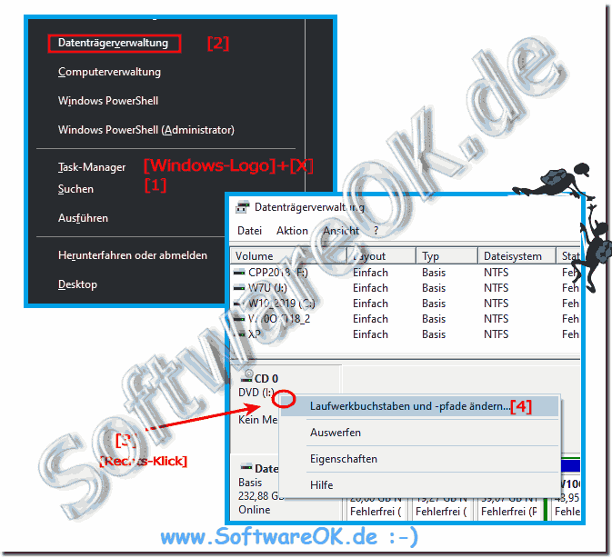 Windows 10 und DVD Laufwerksbuchstaben zuweisen!