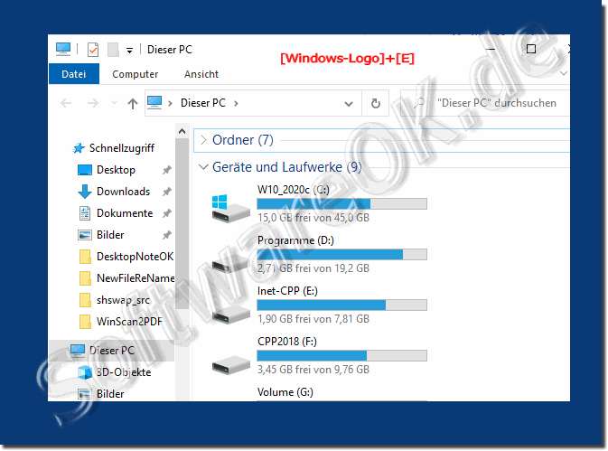 Windows Explorer Windows+E! 