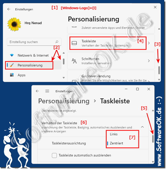 Windows 11 Task-Leiste von Zentriert auf Links umstellen!