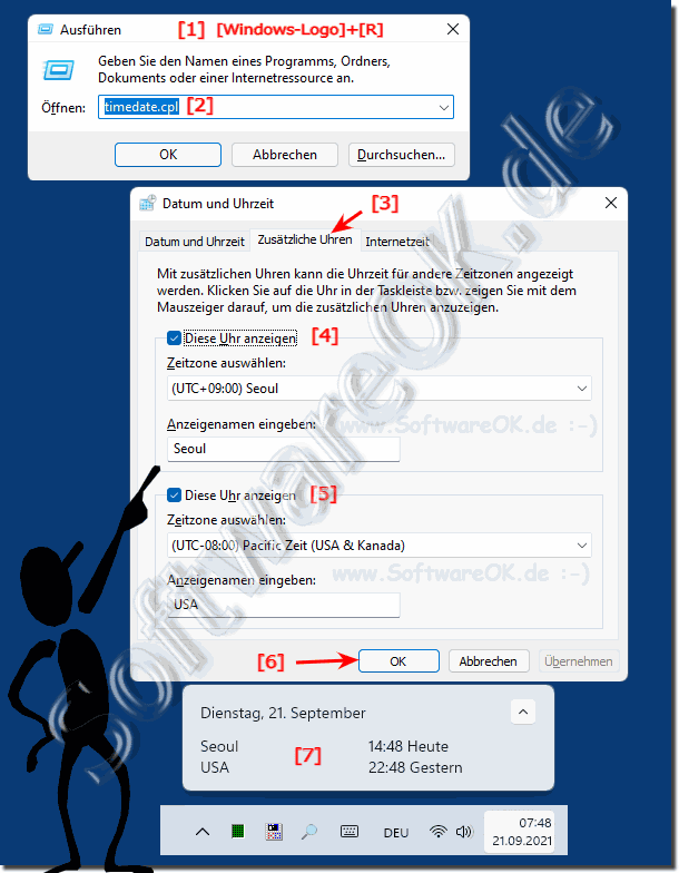 Weiter Uhrzeiten in der Windows 11 Taskleiste aktivieren!